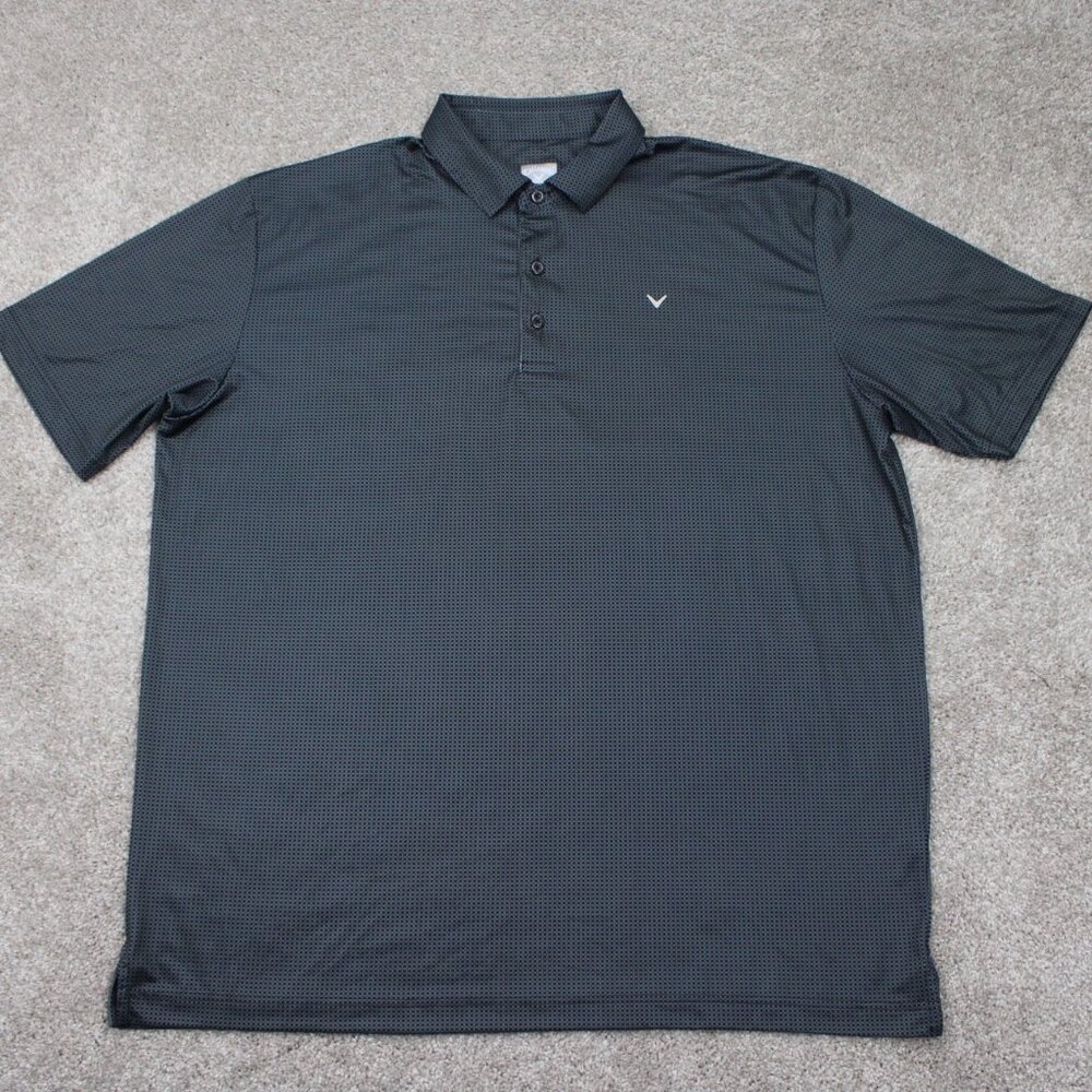 Callaway Opti-Dri Polo Shirt Mens XL Black/Gray Geometric S/S Pullover‎ Golf